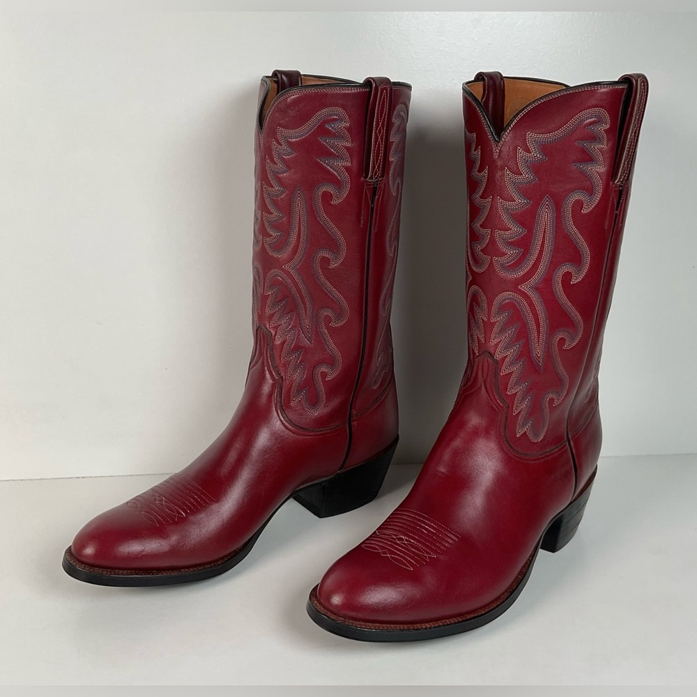 Vintage Lucchese San Antonio Cowboy Boots | Burgundy | Men’s 9 D